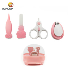 Nuevo estilo 4 unids Pink Newborn Baby Scissors Nail Clippers lima de uñas pinzas de nariz cuidado conjunto de herramientas de manicura